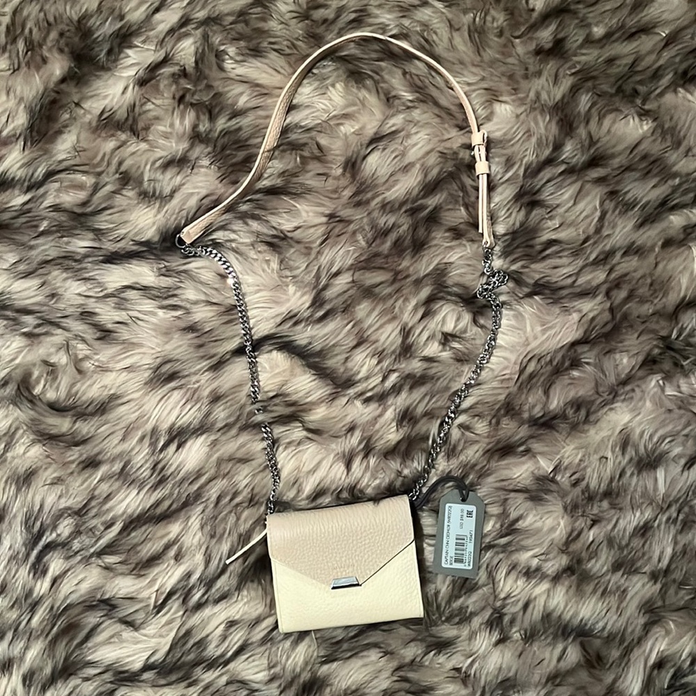 All Saints - NWT - Captain Chain Leather Cardholder - Beige/Tan